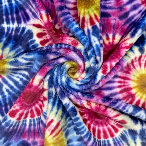Tissu polaire super doux motif cercles tie-dye 10 m coupon métrage