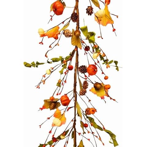 Evron International EV-094Y Fall Primitive Pumpkin Garland in Orange and Green - 54" Cover