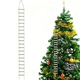 Wichtel Zubehör Strickleiter aus Holz mit 20 Sprossen & Juteseil, 3,5 x 100 cm Miniatur für Wichteltür, Weihnachten Deko & 1/12 Puppenhaus, DIY