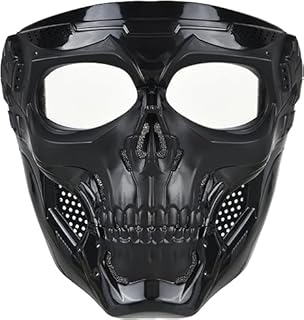 - SAcar Motorcycle Riding Goggles Mask UV Protection Skull Face Mask for Driving Bike and Motocycle (Clear Lens)