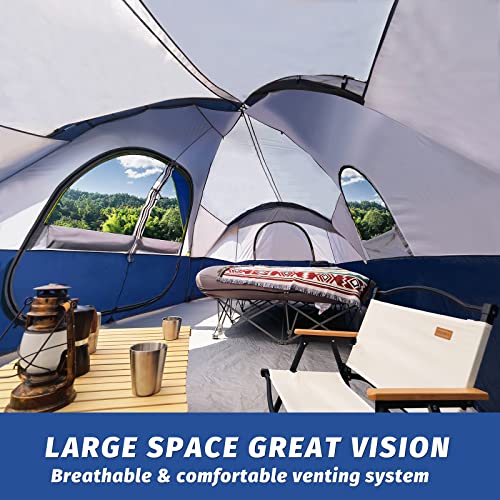 Image of UNP Camping Tent 10-Person-Family Tents, Parties, Music Festival Tent, Big, Easy Up, 5 Large Mesh Windows, Double Layer, 2 Room, Waterproof, Weather Resistant, 18ft x 9ft x78in