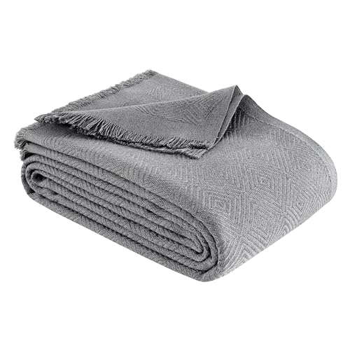 NESILY®, copriletto di alta qualità con frange, versatile per divano, letto e picnic, design vintage, per camera da letto, soggiorno, divano, coperta, coperta per divano, coperta, colore antracite