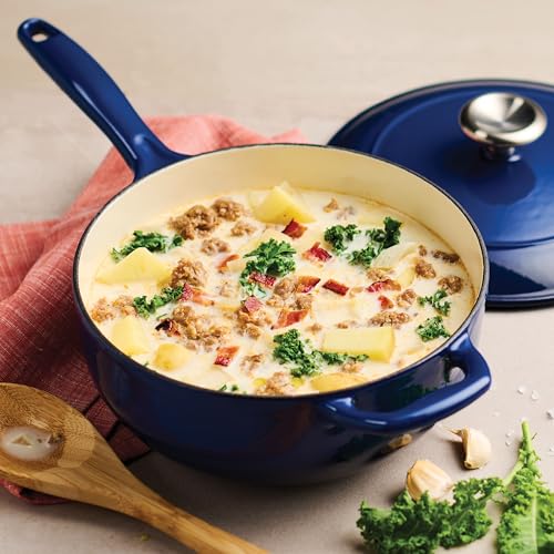 Image of Tramontina Enameled Cast Iron Covered Saucier, 3-Quart, Gradated Cobalt