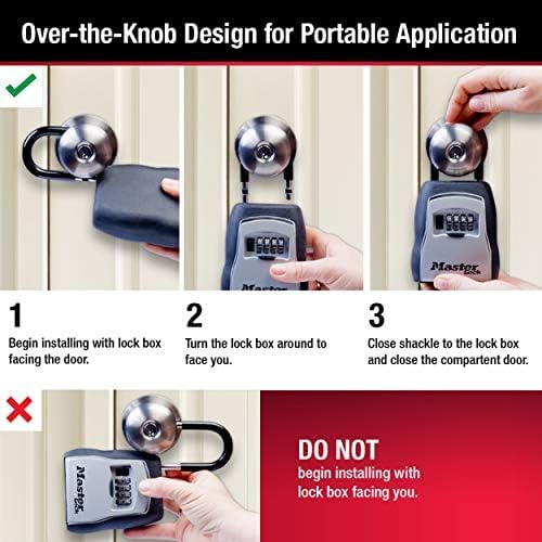 Steps for installing Master Lock key box over a door knob