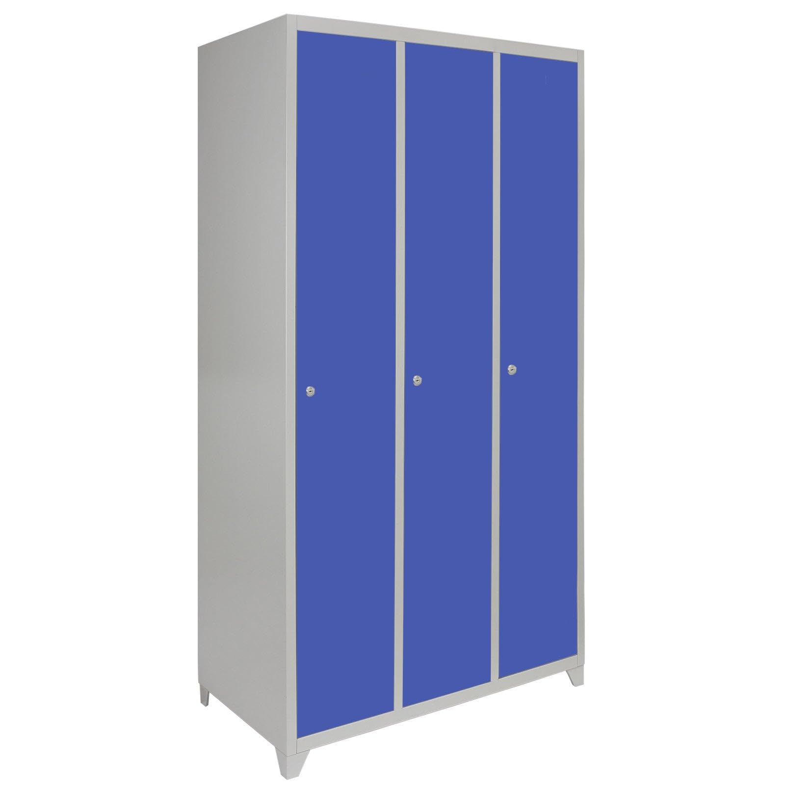 Taquilla Metálica para Ensamblar con 3 Puertas Azules 90x50x180cm Casillero Locker Organizador para Oficinas,Escuelas,Gimnasios y Vestuarios 2 llaves por Puerta,2 Imanes+Tarjetas de Nombre Incluidos