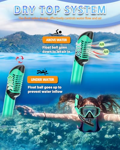 Equipo de snorkel para adultos, set de snorkel con máscara panorámica de 3 ventanas HD vista amplia miniatura 6