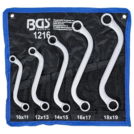 BGS 1216 | Doppel-Ringschlüssel-Satz | 5-tlg. | S-Form | SW 10 x 11 - 18 x 19 mm | inkl. Tetron-Rolltasche | CV-Stahl