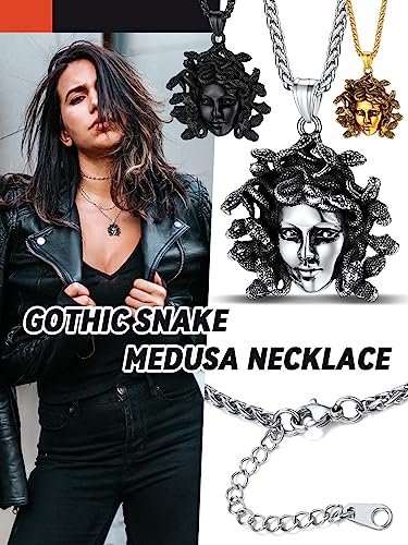 FaithHeart Greek Poseidon/Medusa Pendant Necklace for Men Women, Silver/Black/Gold Stainless Steel Ancient Greece Protection Necklace Mens Amulet Jewelry4