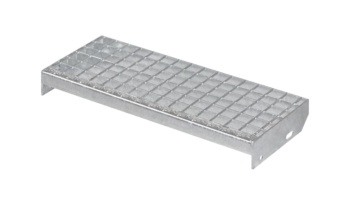 Metallstufe 600x240 mm | 30x2 mm | Maschenweite 34x38 | verzinkt Gitterroststufen Treppenstufen Metall Stufe