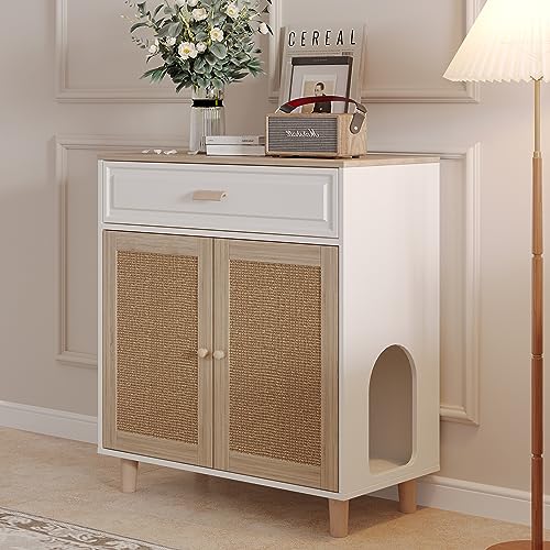 Faceket Cat Litter Box Enclosure Furniture Hidden Indoor 2-in-1 Wooden Cat House & Washroom Cabinet...