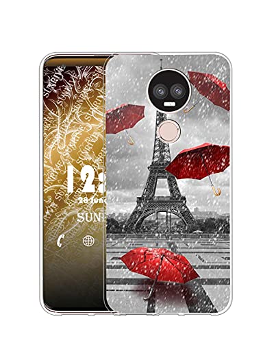 Sunrive Funda Compatible con Motorola Moto E5 Plus, Silicona Slim Fit Gel Transparente Carcasa Case Bumper de Impactos y Anti-Arañazos Espalda Cover(Q Torre de Hierro)