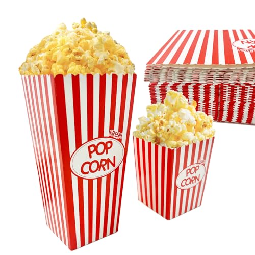 Image of SNAIL GARDEN 30 Pcs Popcorn Boxes (20Pcs 46oz + 10Pcs 16oz),Disposable Movie Night Snack Buckets, Durable Red /White Cardboard Food Containers for Family Party, Picnic, Festivals