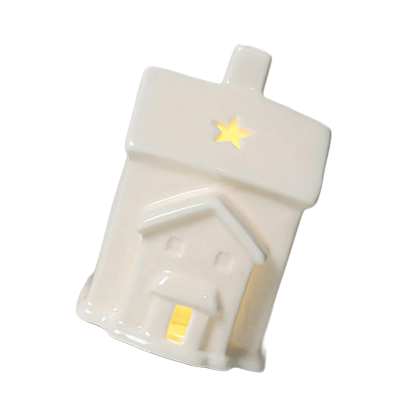 Msioytog White Ceramic Christmas Cottage Led Brightened Decoration Warm Holiday Mood For Indoor Home Otherwise Warm Christmas Village Display