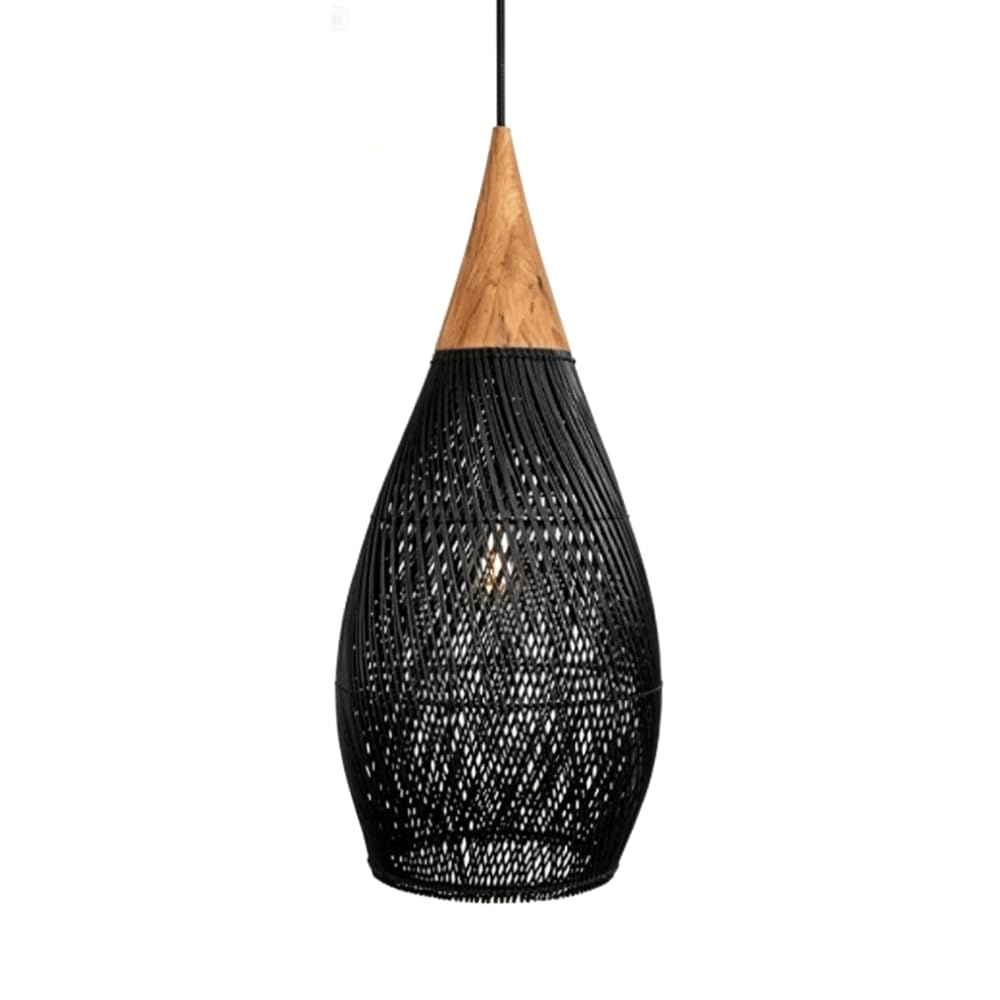 CHUNGYANG Tea Room Pendant Lamp Japanese Wabi-sabi Style Restaurant Coffee Shop Light Fixture Boho Rattan Chandelier for Tea Room Retro Style Guesthouse Entryway Pendant Light Pastoral Hanging Lamp