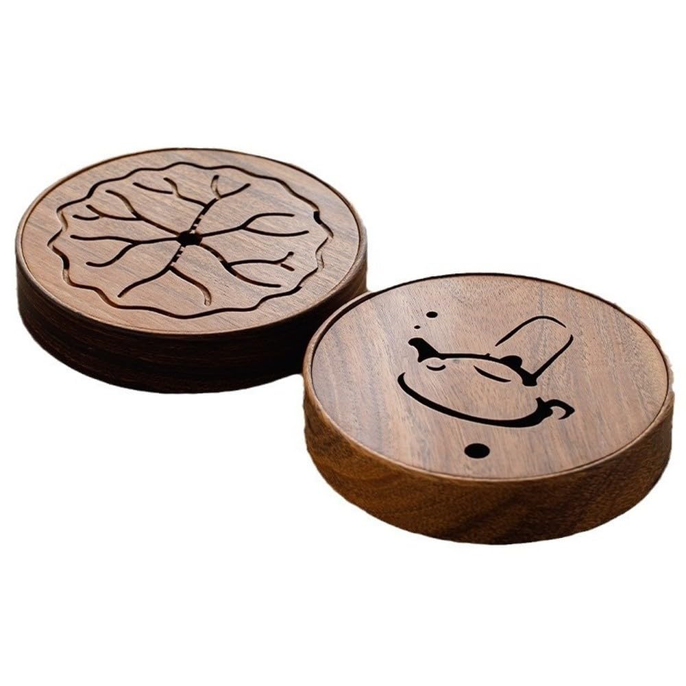 Bandeja China para té Kungfu, Bandeja for té, Recipiente for Agua de Drenaje, Nogal, 25 cm de diámetro, 5 cm de Altura