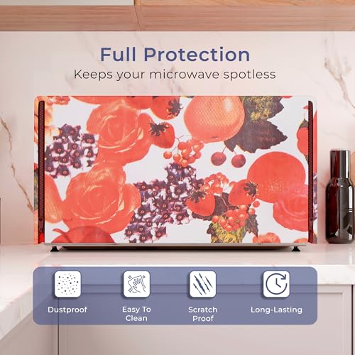 Image of Kuber Industries 20 Ltr PVC Microwave Oven Cover for Kitchen | Microwave /Oven /Otg Cover - Protects from Spills, Stains & Scratches | Fruit Print - Multicolor