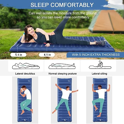 Image of HiiPeak Sleeping Pad for Camping- Ultralight Inflatable Sleeping Mat with Built-in Foot Pump & Pillow, Upgraded Compact Camping Air Mattress for Camping, Backpacking, Hiking (CM07 Blue)