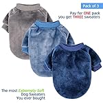 FabriCastle Dog Sweater, Pack of 2 or 3, Dog Clothes, Dog Coat, Dog Jacket for Small or Medium Dogs Boy or Girl, Ultra Soft and Warm Cat Pet Sweaters (Small, Grey,Blue,Dark Blue) - Image 2