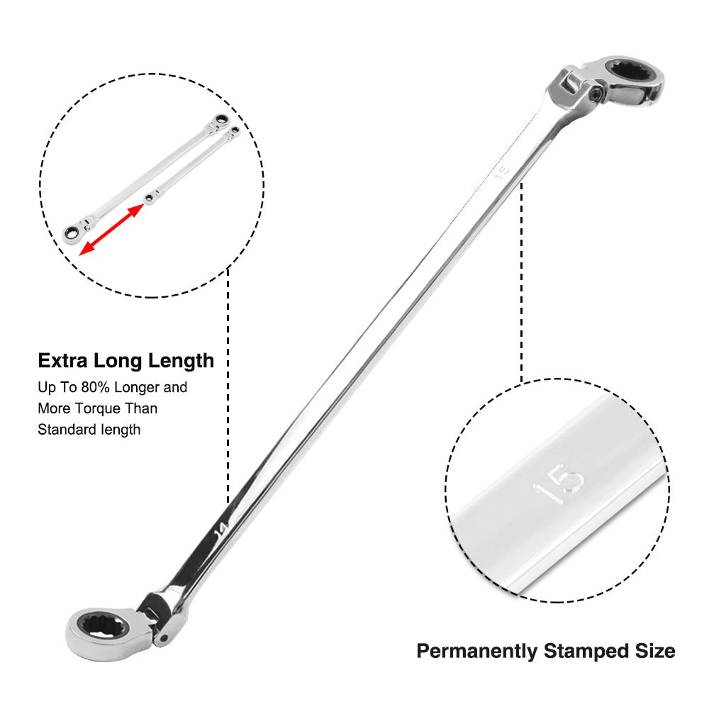Buy Flexhead Double Box End Ratcheting Wrench Set ,DISEN 6piece Extra