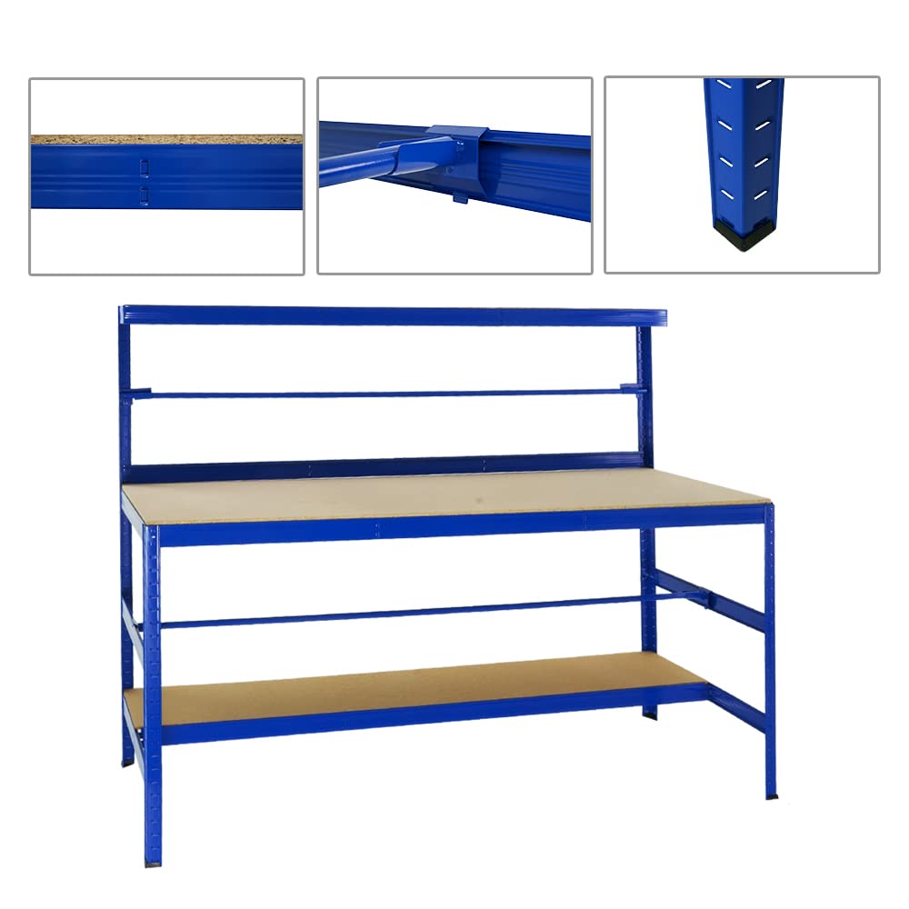 PROREGAL Tavolo da imballaggio Tiger | Portata 300 kg | AxLxP 150x180x75 cm | Blu
