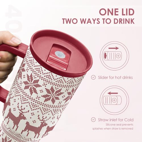 Image of Ugly Christmas Stainless Steel Slider Tumbler with Handle 40 Ounces with Lid, Travel Cup, Insulated Bottles for Girls Women
