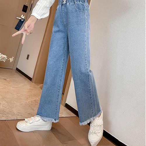 Girls Baggy Wide Leg Jeans Elastic Waist Washed Wide Denim Pants Straight Casual Jeans with Pockets Streetwear Clothes2