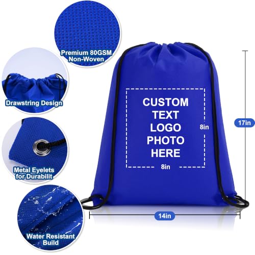 Image of Custom Non-Woven Drawstring Backpacks Personalized Bulk 100 /200 Pack, Customized Draw String Sports Bags with Logo Text, for Events Gym Anniversary Wedding Birthday Party Brand Gifts Men Women