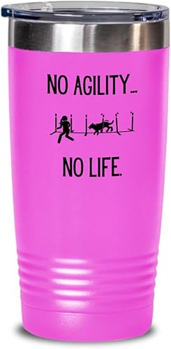 Agility Dog Life, regalo para entusiastas de la agilidad, vaso aislado y frío caliente con tapa para competidores de perros, texto negro 20 o 30 0z.