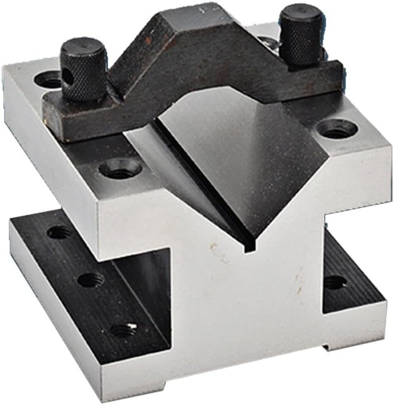 Hardened Steel V-Block Fixture Set with Clamp, 90 Degree Precision Ground Machinist Block for Milling Drilling Inspection, Parallel Square Centering Tool for Workshop(60x60x50mm)