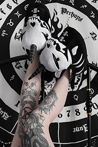 Killstar Bone Myth Skull Unicorn Womens Gothic Soft Cozy Slip On Plush Slippers Size Medium/Large3