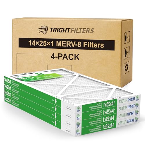 TRIGHTFILTERS 14x25x1 Air Filter 4 Pack, Durable MERV 8 Pleated Home HVAC AC Furnace Filters, Lightweight Compact Air Conditioner Filter Replacement