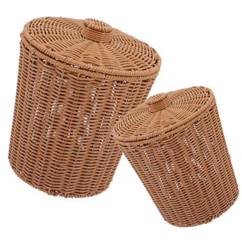 TOPBATHY Contenedor De Almacenamiento Con Tapa Cesta Ropa Sucia Mimbre Caja Mimbre Con Tapa Cesta Ropa Sucia Organizador Del Hogar