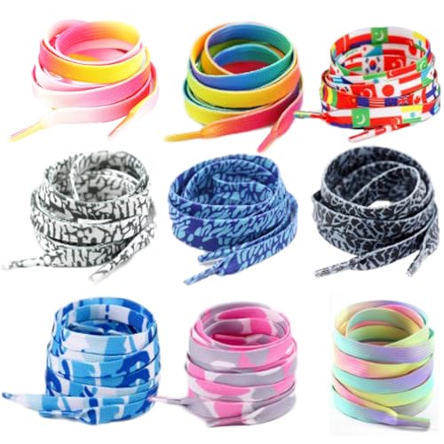 9 Pairs Flat Colored Shoe Laces, 47