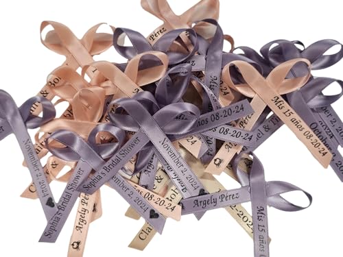 50 Personalized Ribbons Bridal Wedding Favor Baby shower Centerpieces, Photo Frames, Party, Invitations or Sprinkle - Custom Made