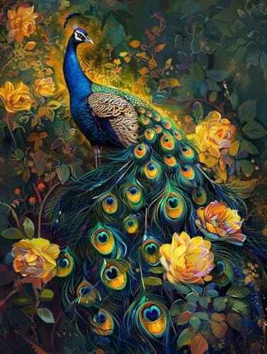 Diamond Painting Paon 5D Broderie Diamant Kit Complet 40x50cm