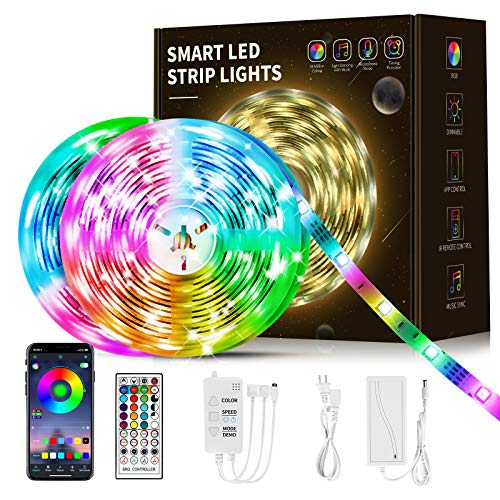 Led Lights Smart led Strip Lights 50ft-Led Music Sync Color Changing Lights with Music Remote Controller and App Control,Led Lights for Bedroom,Kitchen,Party Home Decoration