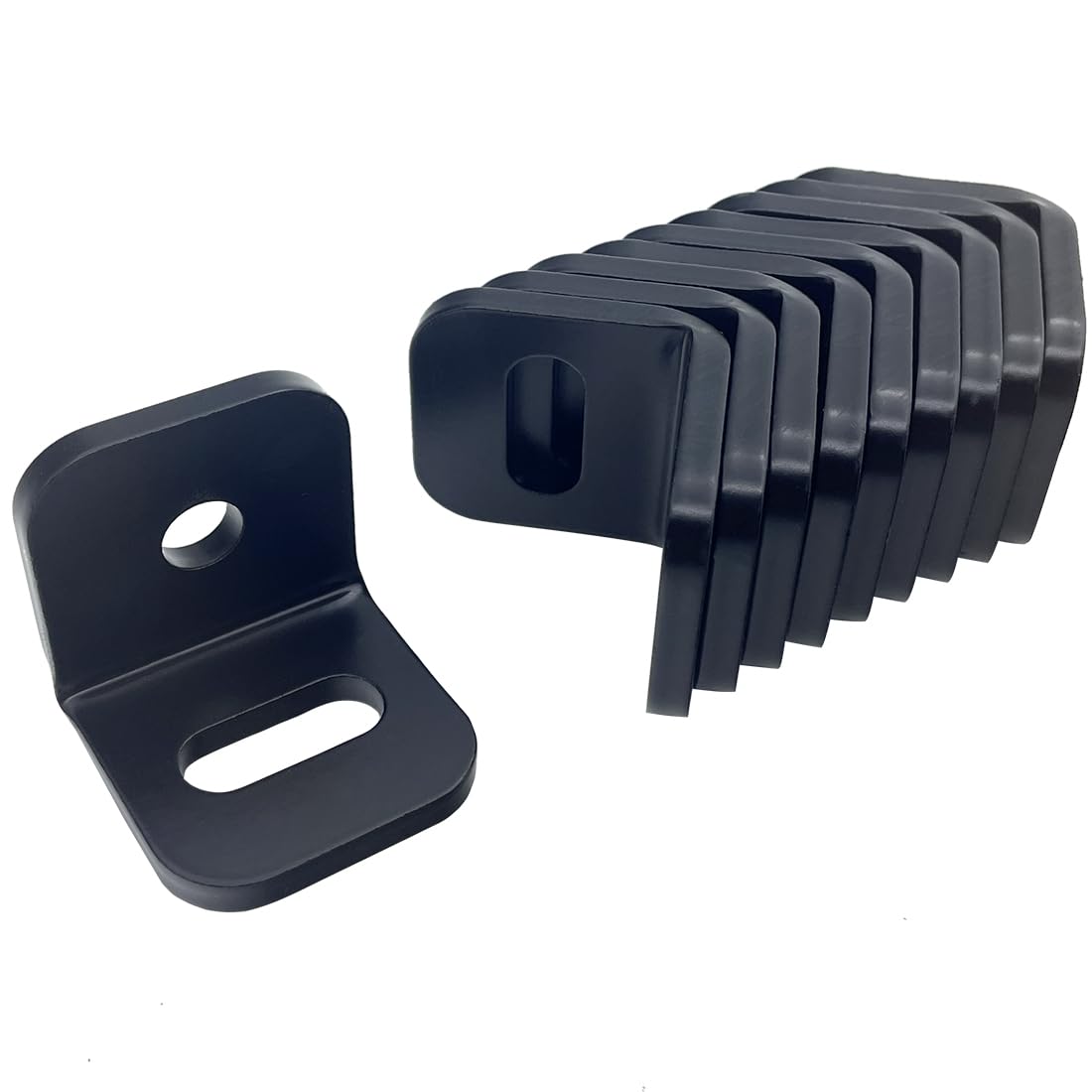 Photo 1 of 10 PCS 1-1/2" Adjustable Black Rafter Clips Brackets,Angle Iron with Holes L Brackets Heavy Duty for Wooden Battens Timber Beam Ceiling Joist, Max Load 420lbs,3/16" Thickness(Style A)