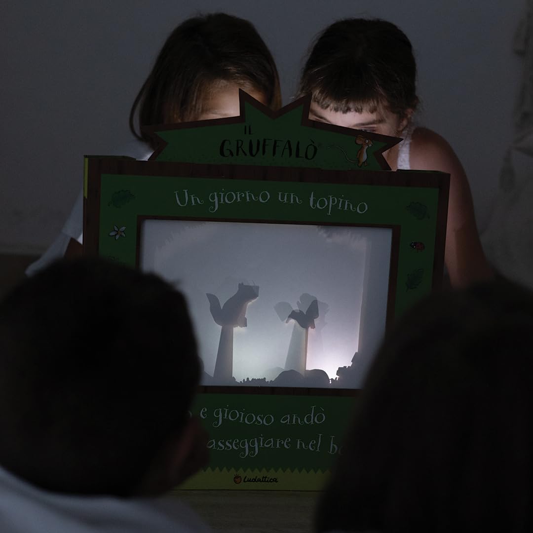 Ludattica Il Teatrino delle Ombre del Gruffalò Teatro delle Ombre per Bambini 3+ | Personaggi e Scenario in Legno | Gioco Creativo ed Educativo | 4-7 Anni | Made in Italy