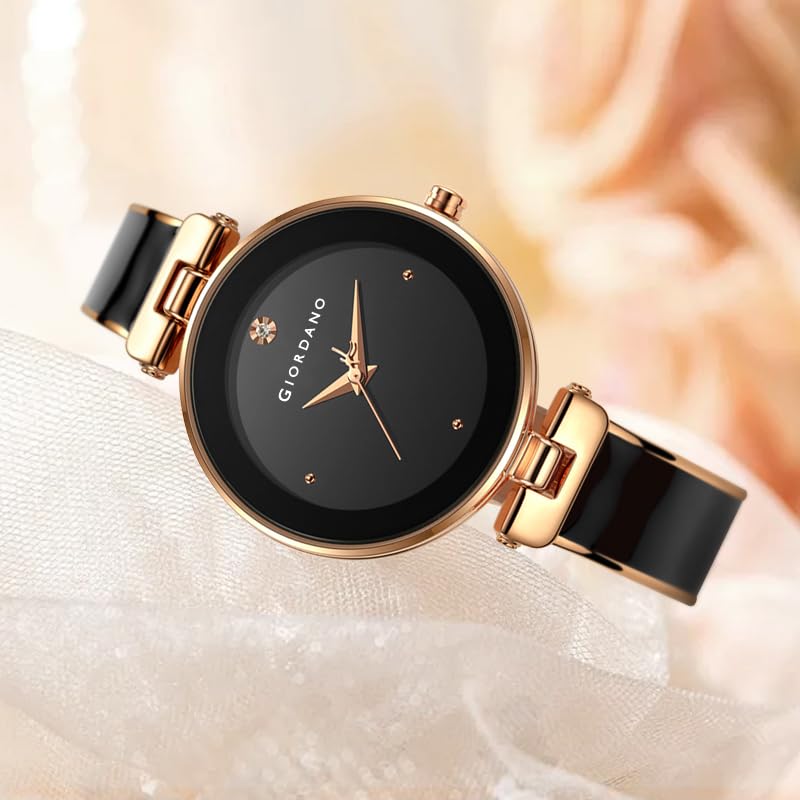Image of Giordano Designer Analog Watch for Women - Glossy Round Dial & Bracelet Style Stainless Steel Strap