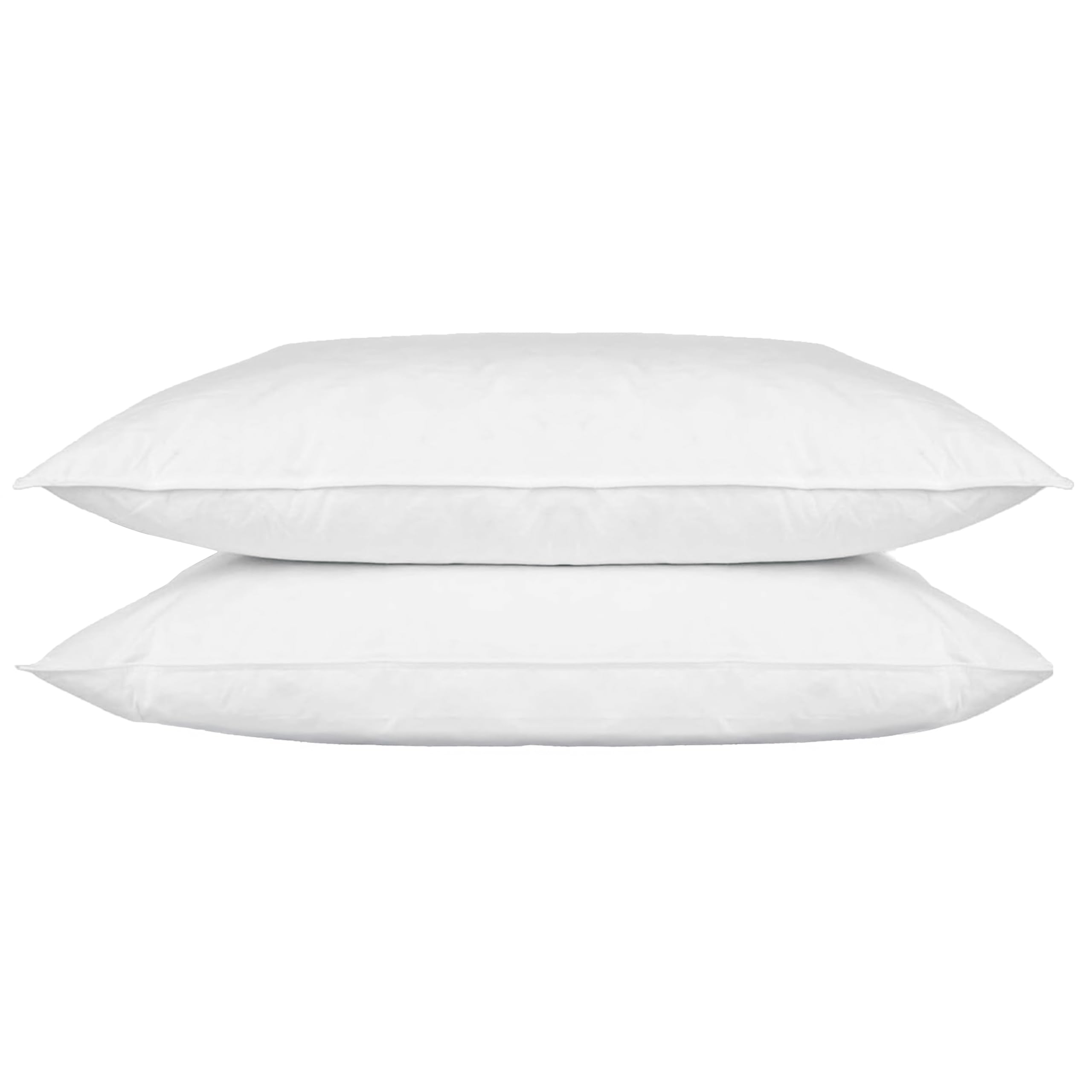 Olivia Rocco Duck Feather & Down Pillow Pair - Hotel Quality Pack of 2 Pillows - Hypoallergenic Anti Dust Mite White UK Standard Size(48x74cm)