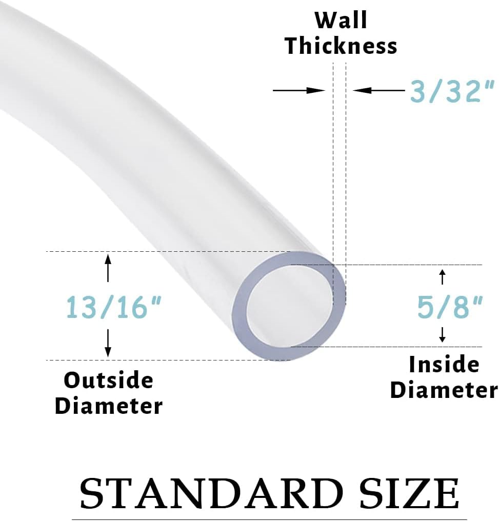 DAVCO 5/8" ID x 25ft Clear Vinyl Tubing, Low Pressure Flexible PVC Tubing, Heavy Duty UV Chemical Resistant Lightweight Plastic Vinyl Hose, BPA Free and Non Toxic