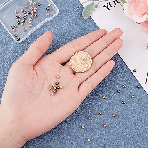 SUPERFINDINGS 60Pcs Rubber Hole Round Brass Beads 3 Colors 4x3mm Stopper Positioning Spacer Beads Slider Beads with Smooth Hole Solid Weight for Bracelet Necklace Jewelry Making - Image 3