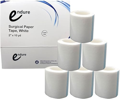 Miniatura 1 de Endure Altape, Cinta de papel médica hipoalergénica (2" x 10 yardas), fuerte adhesivo transpirable, cinta médica de papel blanco, (caja de 6 rollos)