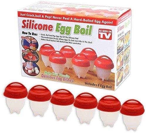Saleshop365 Egg Cooker BPA Free, Hard & Soft Boiled Maker Set 6 Packs, Nonstick Silicone Eggs Boiler Cookers Without Egg Shell - Multi Colour - 6 Pcs-picture-28