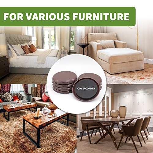 COVERCORNER Furniture Sliders for Carpet 8 PCS - 4 3/4 inch Furniture Moving Slider Chair Legs Floors Protectors– Move Your Furniture Easy & Safely(for Carpet) Brown