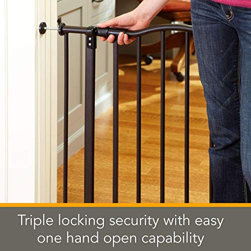 MYPET North States 38.25" wide Windsor Arch Pet Gate: Heavy duty metal construction with triple lock technology. Dog gate & cat gate. Pressure Mount. Fits 28.25"-38.25" wide (28.5" Tall, Matte Bronze) - Image 3