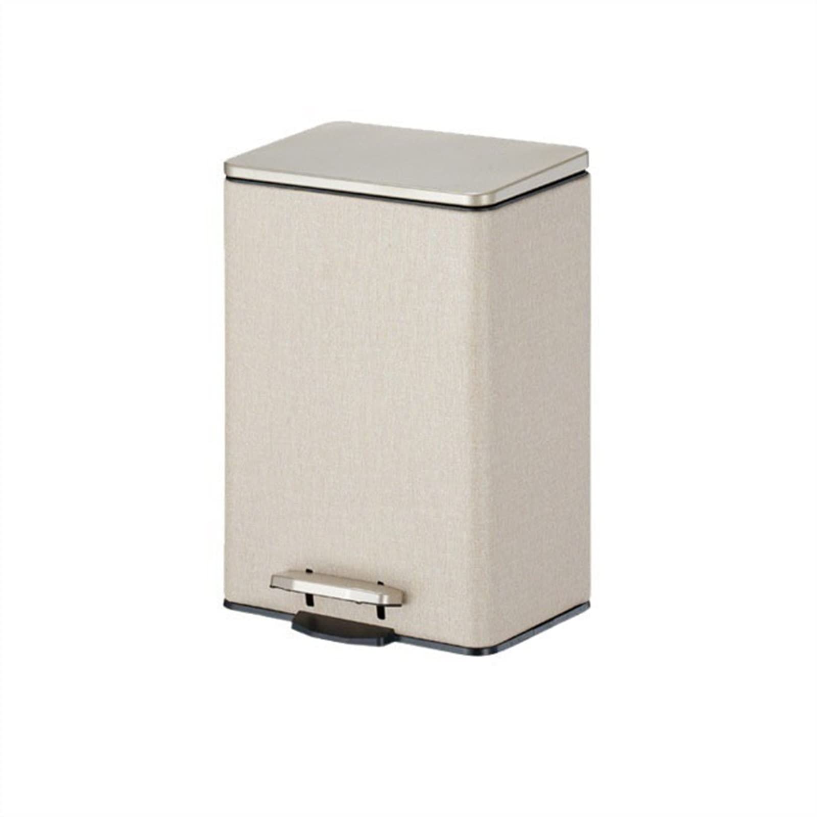 DFEDHF Bin 12L/15L/21L Large-Capacity Stainless Steel Foot-Operated Trash Can Large with Lid Garbage Storage Box Suitable for Kitchen Living Room Kitchen Bathroom Bin, Beige (Beige-12L)