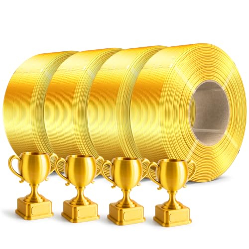 Image of SUNLU Silk PLA Plus Filament Refill 1.75mm, 4KG,1KG /Roll, Light Gold*4 | Smooth Silky Surface, Silk Filament Bundle, No Spool, Compatible with Bambu Lab 3D Printers