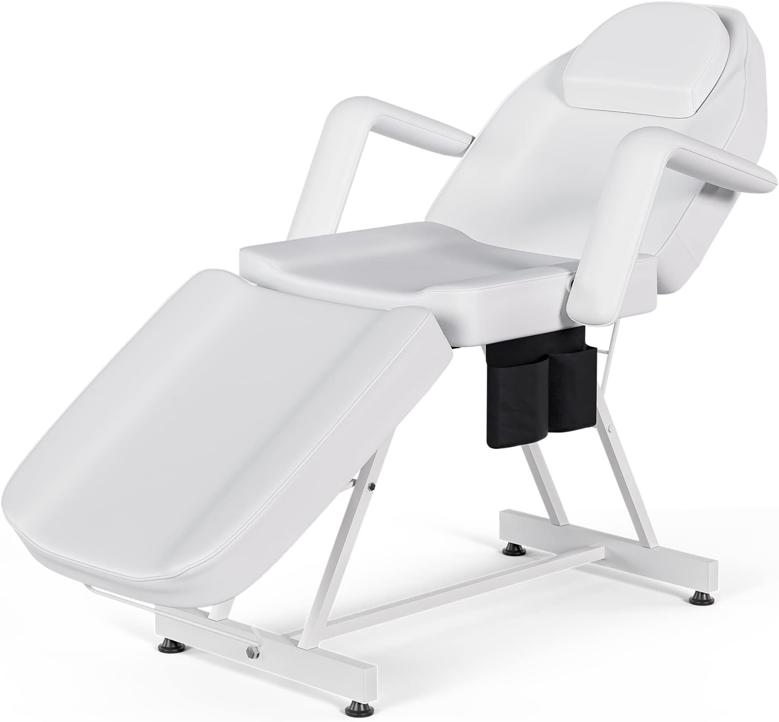 Paddie Professional Tattoo Bed with Storage Pocket, Adjustable Massage Table with Towel Hook, Folding Lash Chair for Client Esthetician, Facial Spa Microblading Wax, White
