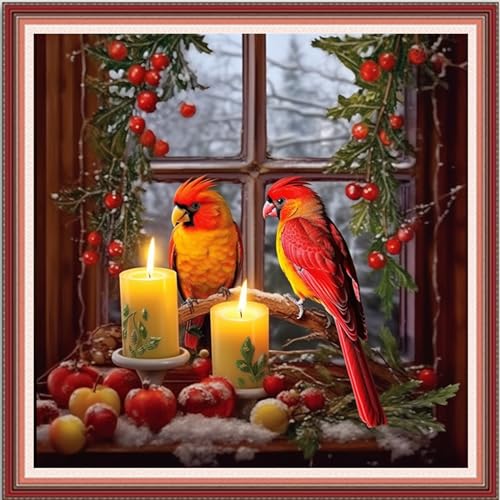 Image of Foxdiviy Stamped Cross Stitch Kits Full Range of Embroidery Needlework Starter Kits for Beginners Adults 11CT Embroidery Patterns Art Crafts DIY Needlepoint Kits-Parrot Lovers 18x18 inch